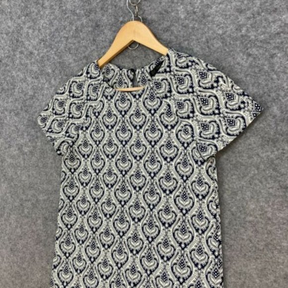 Zara Black Paisley Tunic - Short Sleeve Shift Round Neck - Picture 2 of 2